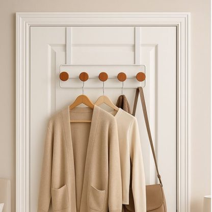 Perchero para puerta Natural o Negro y madera