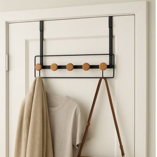 Perchero para puerta Natural o Negro y madera